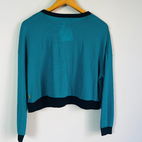 2/$30 Lucy Long Sleeve Teal Striped Top Small - Picture 3 of 5